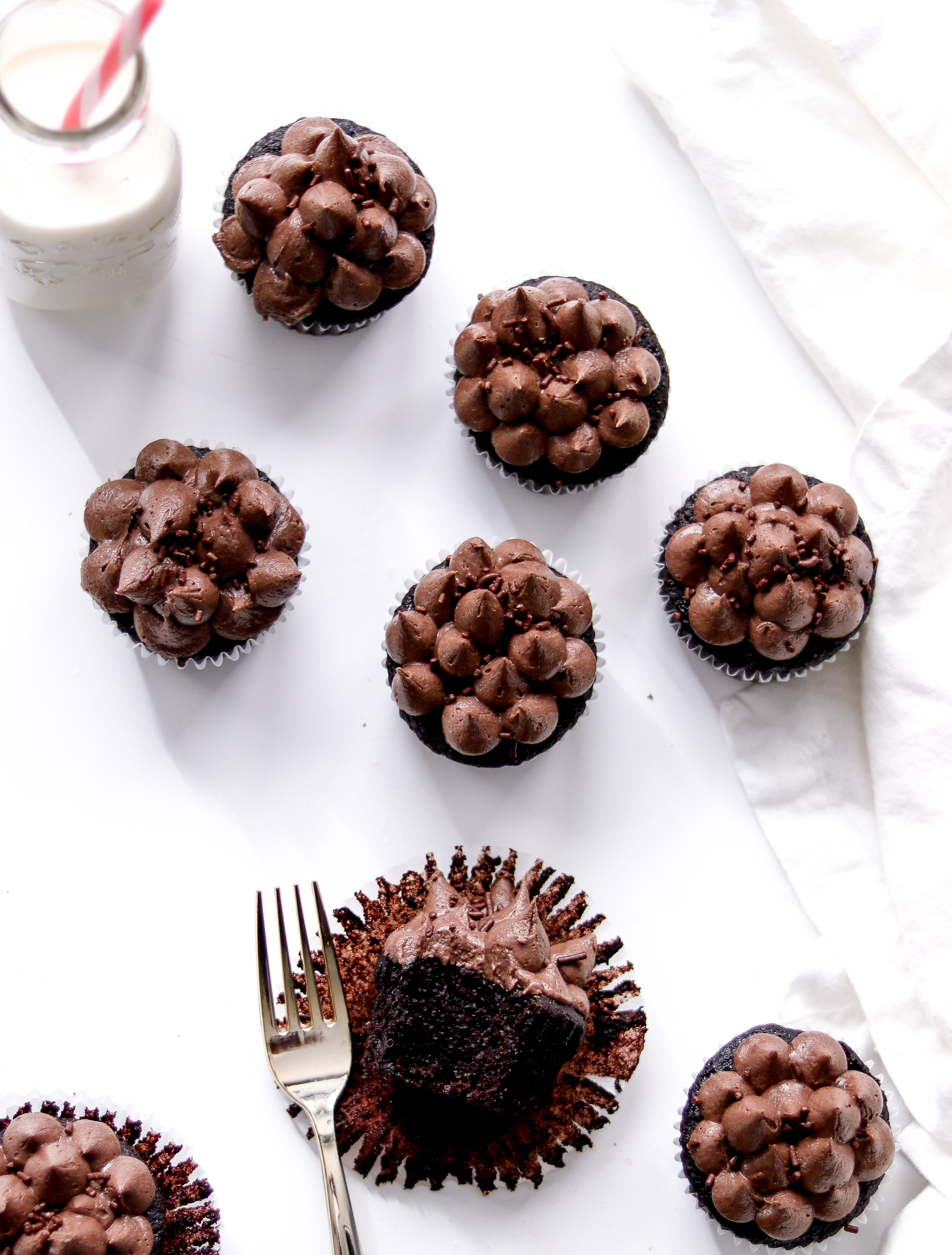 Chocolate Cupcakes With Chocolate Buttercream And Chocolate Sprinkles ...